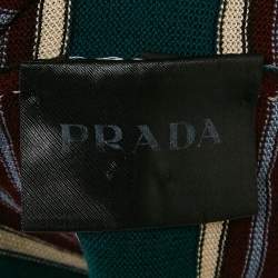 Pre Owned Prada Green Striped Jersey Polo T-Shirt XL