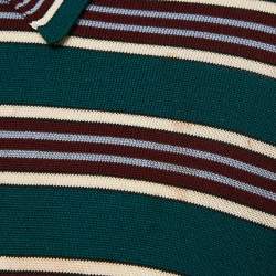 Pre Owned Prada Green Striped Jersey Polo T-Shirt XL