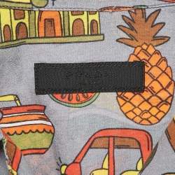 Prada Grey/Multicolor Printed Cotton Bowling Shirt M