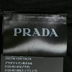 Prada Black Logo Intarsia Wool Knit High Neck Sweater XXL