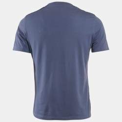 Pre Owned Prada Blue Knit Pocket Detail Crew Neck T-Shirt S
