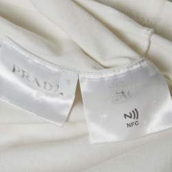 Pre Owned Prada White Cotton Knit Pocket Detail Crew Neck T-Shirt S