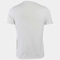 Pre Owned Prada White Cotton Knit Pocket Detail Crew Neck T-Shirt S