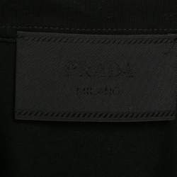 مملوكة مسبقًا Prada Black Jersey and Re-Nylon Patch Pocket Detail Polo T-Shirt L