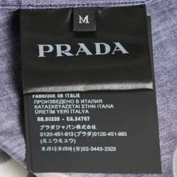 Prada Blue Floral Print Cotton Short Sleeve Shirt M