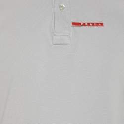 Pre Owned Prada Grey Cotton Pique Polo T-Shirt L