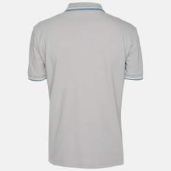 Pre Owned Prada Grey Cotton Pique Polo T-Shirt L