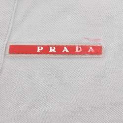 Pre Owned Prada Grey Cotton Pique Polo T-Shirt L