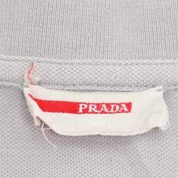 Pre Owned Prada Grey Cotton Pique Polo T-Shirt L