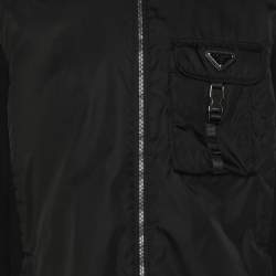 Prada Black Re-Nylon and Virgin Wool Zip Jacket XXL