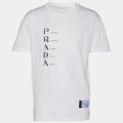 Prada White Cotton Prada Acronym T-shirt XXL