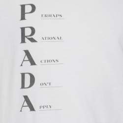 Prada White Cotton Prada Acronym T-shirt XXL
