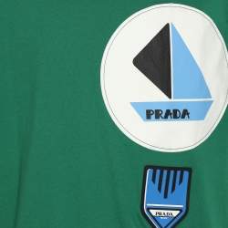 Prada Green Cotton Patch Detail T-Shirt XL