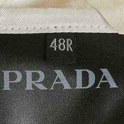Prada Cream Satin Trim Collar Wool Regular Fit Blazer M
