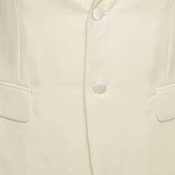 Prada Cream Satin Trim Collar Wool Regular Fit Blazer M