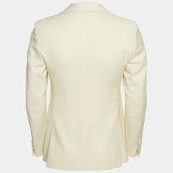 Prada Cream Satin Trim Collar Wool Regular Fit Blazer M