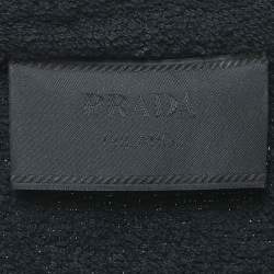 Prada Blue Terry Cotton Logo Detail Bowling Shirt L