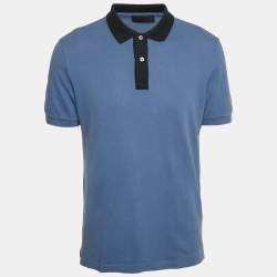 Prada Blue Cotton Pique Polo T-Shirt XL