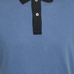 Pre Owned Prada Blue Cotton Pique Polo T-Shirt XL