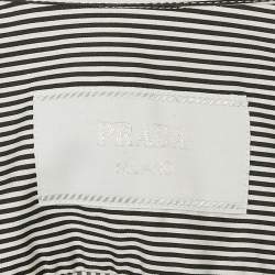 Pre Owned Prada Black/White Striped Cotton Zip-Up Shirt S