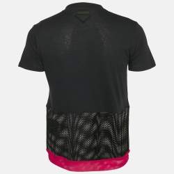 Prada Navy Blue Cotton Mesh Trimmed T-Shirt S