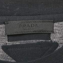 Prada Navy Blue Cotton Mesh Trimmed T-Shirt S