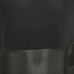 Prada Navy Blue Cotton Mesh Trimmed T-Shirt S