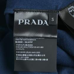 Prada Blue Logo Embossed Jersey Crewneck T-Shirt S