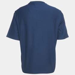 Prada Blue Logo Embossed Jersey Crewneck T-Shirt S