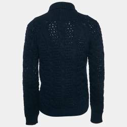 Prada Navy Blue Wool Knit Buttoned Cardigan XL