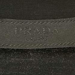 Prada Black Logo Embroidered Cotton Polo T-Shirt XL
