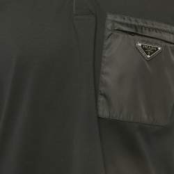 Pre Owned Prada Black Cotton Pocket Detail Polo T-Shirt XL