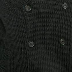 Prada Black Wool Dyed Nutria Fur Trimmed Cardigan XL