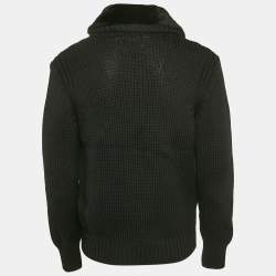 Prada Black Wool Dyed Nutria Fur Trimmed Cardigan XL