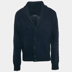 Pre Owned Prada Navy Blue Wool Knit Cardigan XL