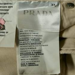 Prada Beige Cotton Drill Regular Fit Trousers M