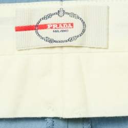 Prada Light Blue Cotton Regular Fit Trousers M