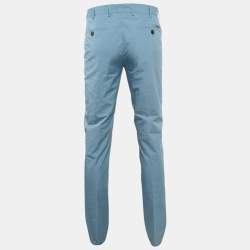 Prada Light Blue Cotton Regular Fit Trousers M