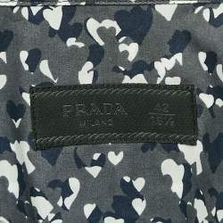 Prada Blue Printed Cotton Long Sleeve Shirt XL