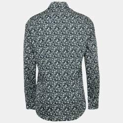 Prada Blue Printed Cotton Long Sleeve Shirt XL