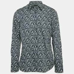 Prada Blue Printed Cotton Long Sleeve Shirt XL