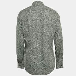 Prada White/Black Printed Cotton Long Sleeve Shirt XL