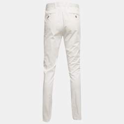 Prada Off White Cotton Regular Fit Trousers M