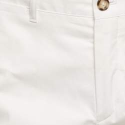 Prada Off White Cotton Regular Fit Trousers M