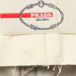 Prada Grey Cotton Regular Fit Trousers M