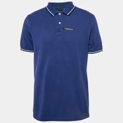Prada Blue Cotton Knit Polo T-Shirt XL