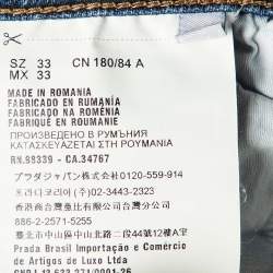 Prada Navy Blue Denim Straight Leg Jeans M Waist 34" 