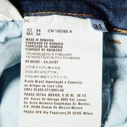 Prada Navy Blue Denim Tapered Leg Jeans L Waist 33" 