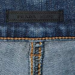 Prada Navy Blue Denim Tapered Leg Jeans L Waist 33" 