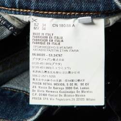 Prada Navy Blue Denim Tapered Leg Jeans L Waist 35" 